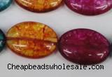 CKQ122 15.5 inches 20*30mm oval dyed crackle quartz beads