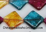 CKQ132 15.5 inches 20*20mm diamond dyed crackle quartz beads