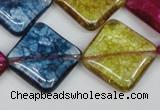 CKQ133 15.5 inches 25*25mm diamond dyed crackle quartz beads