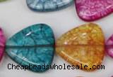 CKQ136 15.5 inches 25*25mm triangle dyed crackle quartz beads