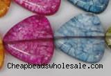 CKQ137 15.5 inches 30*30mm triangle dyed crackle quartz beads