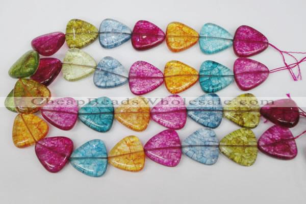 CKQ137 15.5 inches 30*30mm triangle dyed crackle quartz beads