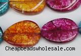 CKQ140 15.5 inches 20*30mm twisted oval dyed crackle quartz beads