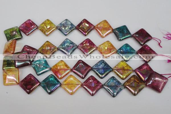 CKQ153 15.5 inches 25*25mm diamond AB-color crackle quartz beads