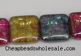 CKQ156 15.5 inches 25*25mm square AB-color crackle quartz beads