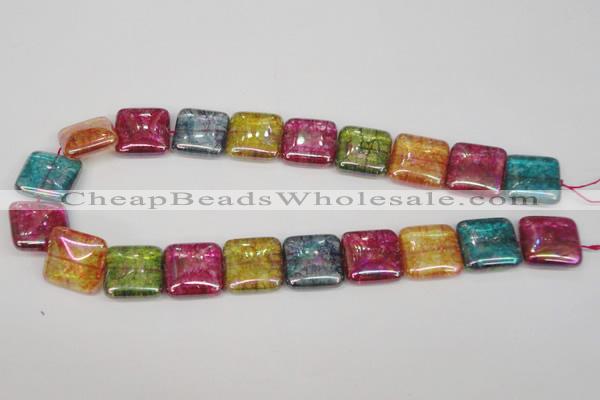 CKQ156 15.5 inches 25*25mm square AB-color crackle quartz beads