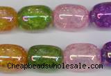 CKQ172 15.5 inches 13*18mm drum AB-color crackle quartz beads