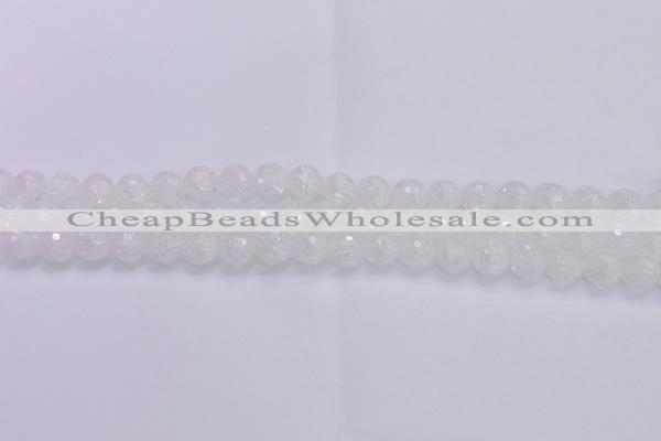 CKQ344 15.5 inches 8mm faceted round dyed crackle quartz beads