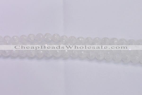 CKQ345 15.5 inches 10mm faceted round dyed crackle quartz beads