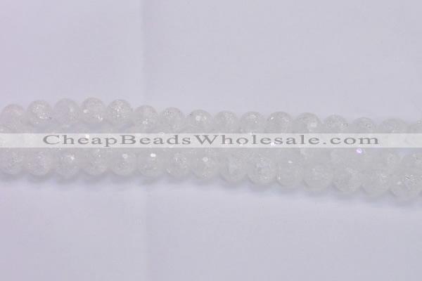 CKQ346 15.5 inches 12mm faceted round dyed crackle quartz beads