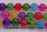 CKQ350 15.5 inches 6mm faceted round dyed crackle quartz beads