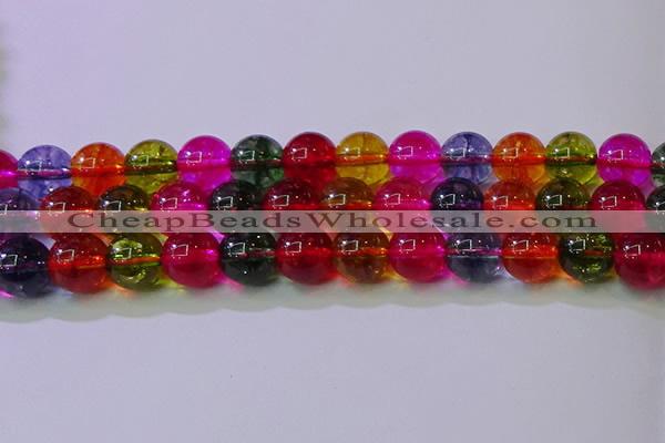 CKQ394 15.5 inches 12mm round dyed crackle quartz beads