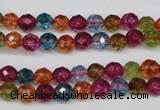 CKQ41 15.5 inches 6mm faceted round dyed crackle quartz beads