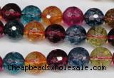 CKQ43 15.5 inches 10mm faceted round dyed crackle quartz beads