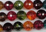 CKQ44 15.5 inches 12mm faceted round dyed crackle quartz beads