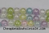 CKQ61 15.5 inches 6mm round AB-color dyed crackle quartz beads