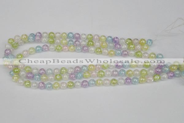 CKQ61 15.5 inches 6mm round AB-color dyed crackle quartz beads