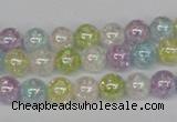 CKQ62 15.5 inches 8mm round AB-color dyed crackle quartz beads