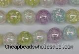 CKQ63 15.5 inches 10mm round AB-color dyed crackle quartz beads