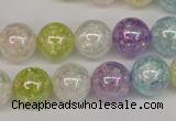 CKQ64 15.5 inches 12mm round AB-color dyed crackle quartz beads