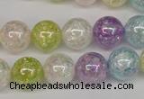 CKQ65 15.5 inches 14mm round AB-color dyed crackle quartz beads