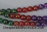 CKQ71 15.5 inches 6mm round AB-color dyed crackle quartz beads