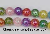 CKQ73 15.5 inches 10mm round AB-color dyed crackle quartz beads