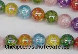 CKQ74 15.5 inches 12mm round AB-color dyed crackle quartz beads