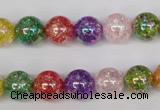 CKQ75 15.5 inches 14mm round AB-color dyed crackle quartz beads