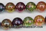 CKQ85 15.5 inches 14mm round AB-color dyed crackle quartz beads