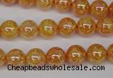 CKQ91 15.5 inches 6mm round AB-color dyed crackle quartz beads