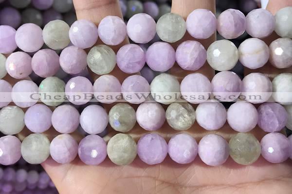 CKU326 15.5 inches 10mm faceted round natural kunzite beads