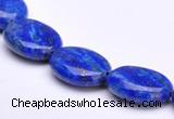 CLA33 12*15mm flat oval deep blue dyed lapis lazuli beads