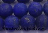 CLA75 15.5 inches 14mm round matte lapis lazuli beads wholesale