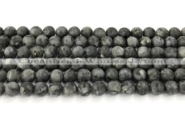 CLB1197 15 inches 8mm round matte black labradorite beads