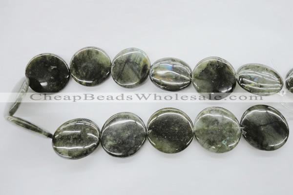 CLB139 15.5 inches 30mm flat round labradorite gemstone beads