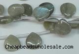 CLB177 top-drilled 12*12mm flat teardrop labradorite gemstone beads