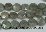 CLB190 15.5 inches 10mm faceted coin labradorite gemstone beads