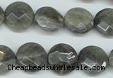 CLB192 15.5 inches 16mm faceted coin labradorite gemstone beads