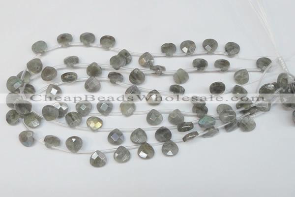 CLB204 Top-drilled 10*10mm briolette labradorite gemstone beads