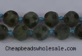 CLB230 15.5 inches 10mm faceted round matte labradorite beads