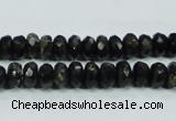 CLB303 15.5 inches 5*8mm faceted rondelle black labradorite beads