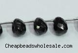 CLB319 10*14mm top-drilled faceted teardrop black labradorite beads