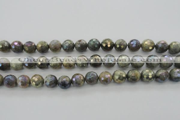 CLB615 15.5 inches 14mm faceted round AB-color labradorite beads