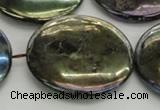 CLB645 15.5 inches 45mm flat round AB-color labradorite beads