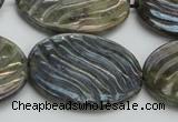 CLB670 15.5 inches 25*35mm carved oval AB-color labradorite beads