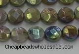 CLB676 15.5 inches 8mm faceted coin AB-color labradorite beads