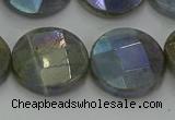 CLB680 15.5 inches 18mm faceted coin AB-color labradorite beads