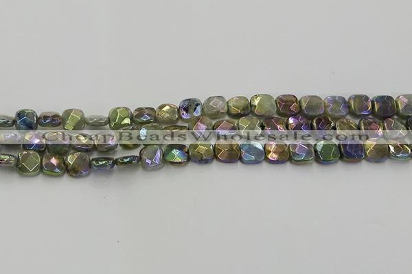 CLB685 15.5 inches 8mm faceted square AB-color labradorite beads