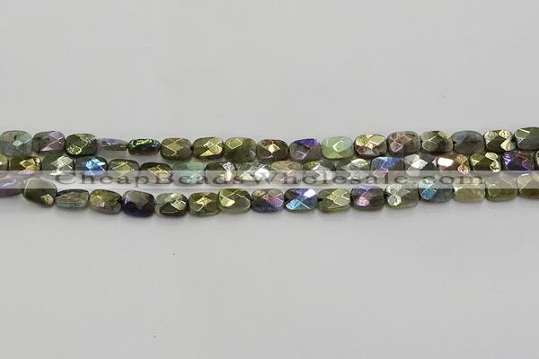 CLB695 15.5 inches 8*10mm faceted rectangle AB-color labradorite beads